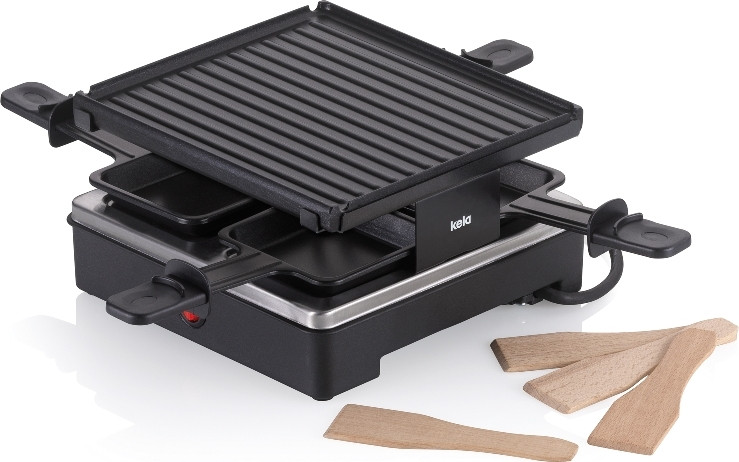 KELA Genève Raclette- en Grillset, gietaluminium, zwart, voor 4 personen, B/D/H: 21,5 x 21,5 x 12,0 cm