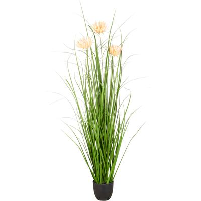 Kunstgras CREATIV GREEN "Grasbusch Distel", grün, H:100cm, Obermaterial: 100% Kunststoff, Kunstpflanzen, mit dekorativen Blüten