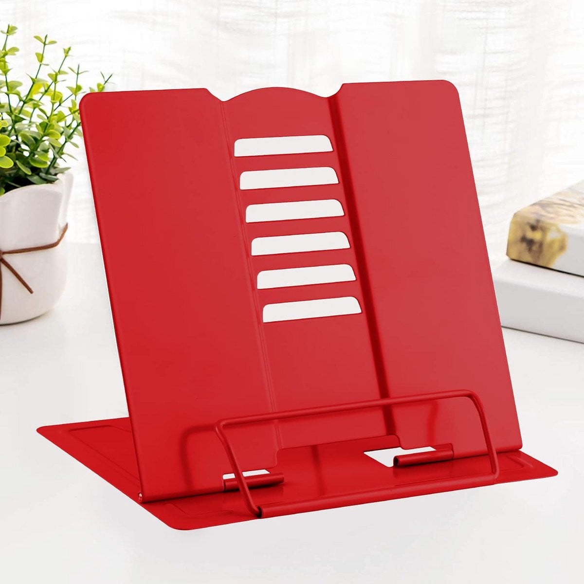 Boeksteunen Leesstandaard Rood - Ergonomische Kookboekhouder met 6 Instelbare Niveaus - 24 x 20 cm