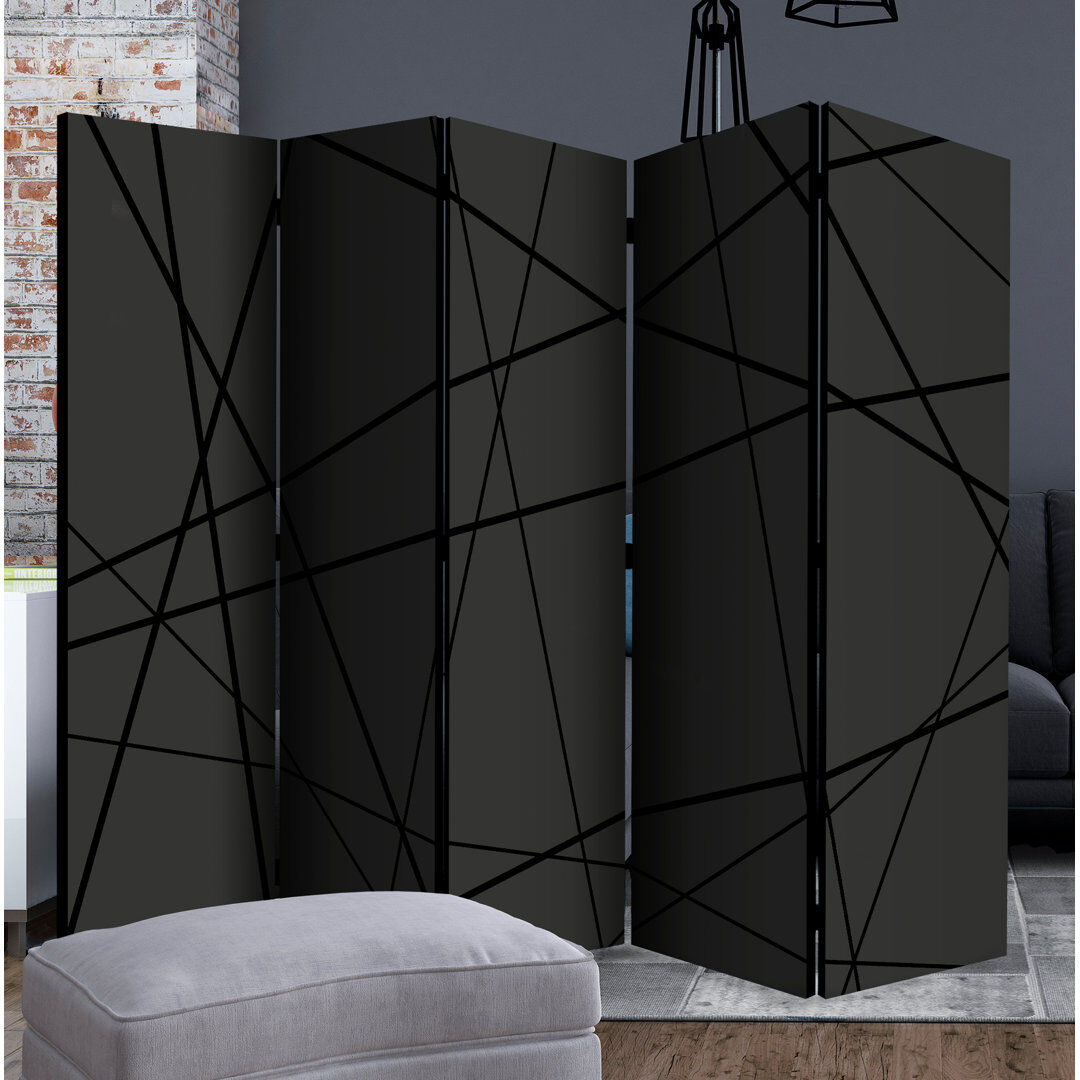Ebern Designs Mellville 172cm H Solid Wood Folding Room Divider Black 172cm H X 225cm W X 3cm D