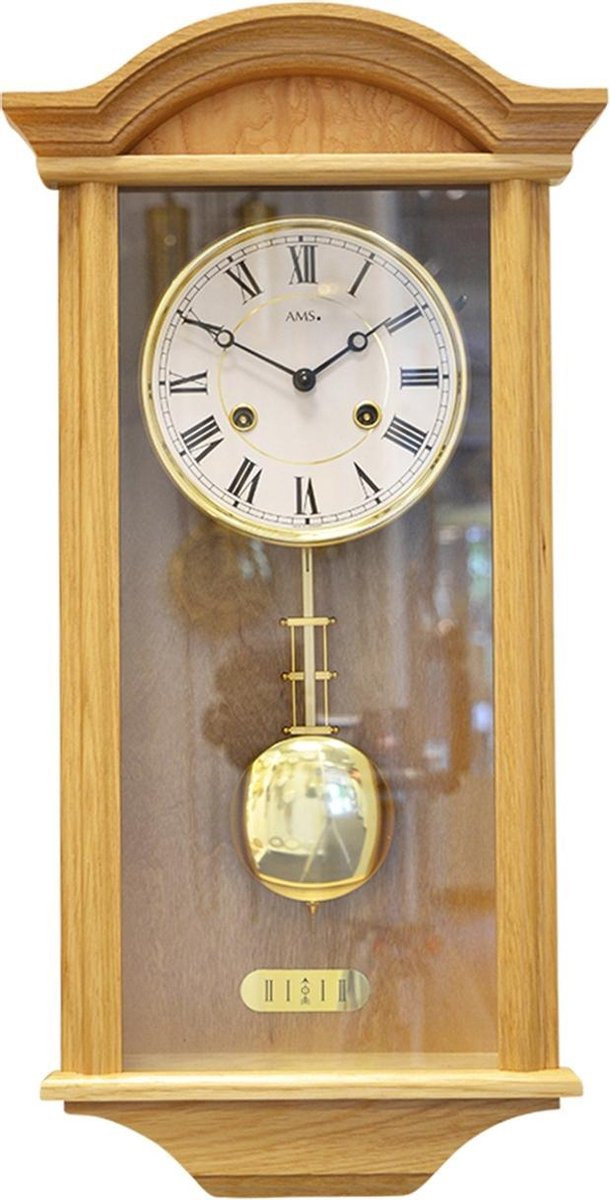AMS Blank Eiken Regulateur met 8-daags Uurwerk en Rondgong