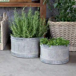 Chic Antique Übertopf mit Rillen - 2er Set, Höhe 19 Ø 32 cm