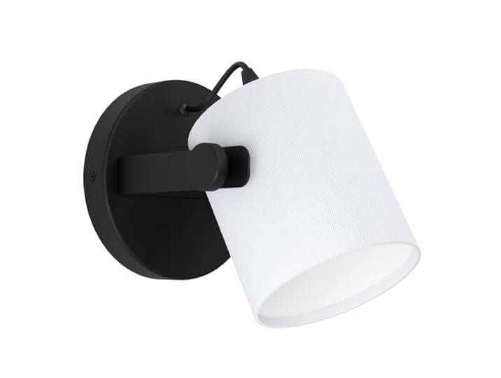 Eglo Applique murale Hornwood 1\, applique murale 1 flamme vintage industrielle\, rétro\, lampe murale intérieure en acier\, bois et textile\, lampe salon\, lampe de couloir en noir\, blanc\, douille