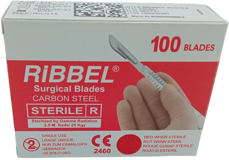 Folhas de bisturi descartáveis “RIBBEL” (Caixa de 100 unidades)