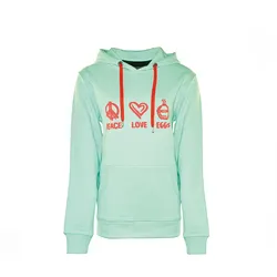 Big Green Egg Hoodie - Peace-love-Eggs - Mint/Coral S