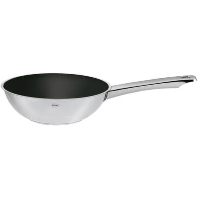 Wok RÖSLE "MOMENTS", silber (silberfarben), B:29,5cm H:11cm L:49,4cm Ø:28cm, Pfannen, Wok, Antihaftversiegelung ProPlex, spülmaschinengeeignet, Ø28cm, Induktion