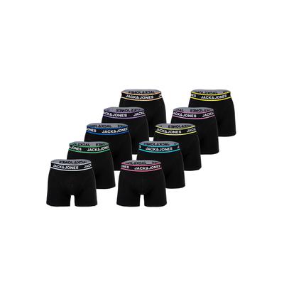 Boxershorts JACK & JONES "Boxershort JACLIMES SOLID TRUNKS 10 PACK 10er Pack", Herren, Gr. XXL, schwarz, Obermaterial: 95% Baumwolle CO. 5% Elasthan EL., Unterhosen