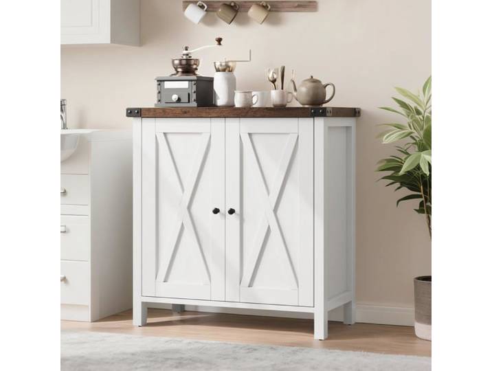 Armoire buffet rangement ferme 2 portes étagère réglable blanc