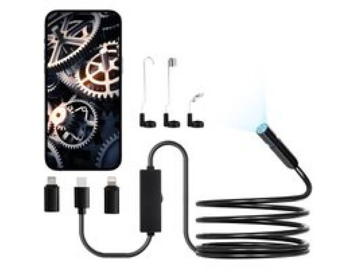 VEVOR Caméra Endoscopique avec Câble Semi-rigide 3 m, Endoscope HD 1920p pour Android et iOS, avec 8 Lumières LED Réglables, Zoom, Étanche IP67, Caméra Serpent d'Inspection pour Automobile, Plomberie