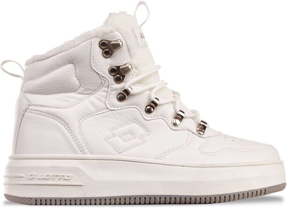 Sneaker LOTTO, Damen, Gr. 39, weiß (weiß, leuchtendesgrau), Kunstfaser, Synthetik, Schuhe Sneaker, - mit Metal-Hooks für komfortables Schnüren