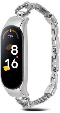 Everyday Crate Xiaomi Mi Band 7 6 5 4 3 Metal Watch Band Copper Chain Bracelet With Unibody Case silver