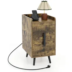 COSTWAY Nachttisch mit Ladestation, 2 Schubladen & USB, 32x40x60 cm