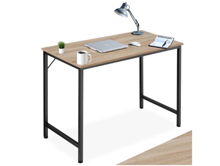 Table de bureau Jenkins - Bois clair industriel, Chêne Sonoma, 100 cm
