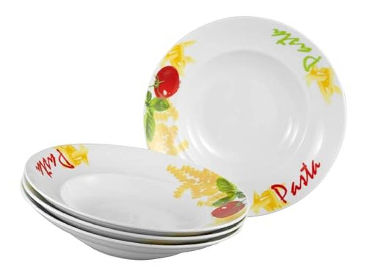 Creatable\, 24444 Milano Pasta Service de table 4 pièces pour 4 personnes\, assiettes à pâtes en porcelaine\, passe au lave-vaisselle et au micro-ondes\, production de qualité
