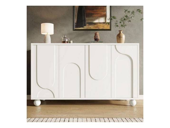 LuxusKollektion Sideboard Sideboard Stauraum Schubladenschrank Weiß 120x35x71cm Weiß-e (1 St)