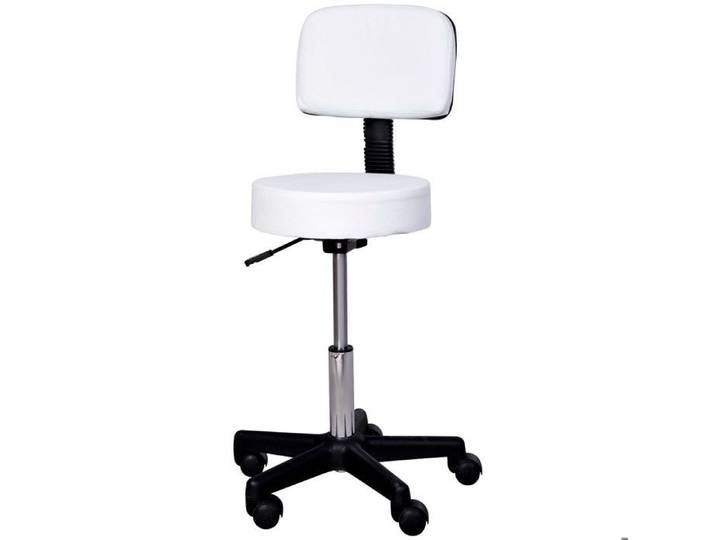 Tabouret de Travail Réglable en Hauteur avec Dossier Pivotant 360° Blanc T0002-01-12730