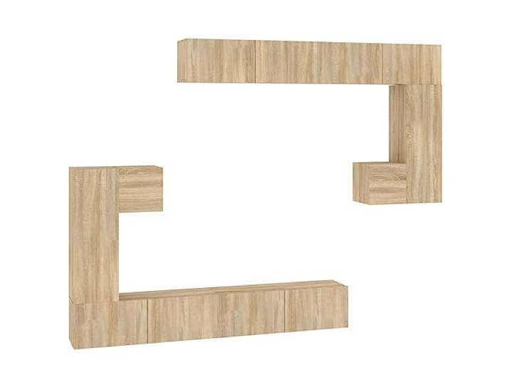 GHVBNMF TV Schrank Wandmontage Set 8 TLG Hängeschrank Sonoma Eiche 8-teiliges TV Lowboard Set für Wohnzimmer und Flur. Modulare Hängeschränke aus Holzwerkstoff nutzen Wandfläche optimal.