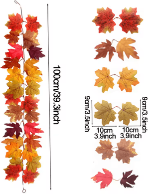 Inspire Picks Artificial Maple Leaf Garland Autumn Vine Decor For Thanksgiving & Halloween 1m Style H