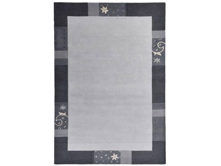 Theko Handtuftteppich Royal Ganges 70x140 cm, Silberfarben, Grafikmuster, Rechteckig, 70x140 cm, antistatisch, Teppiche und Böden, Teppiche, Hochflorteppiche & Shaggys