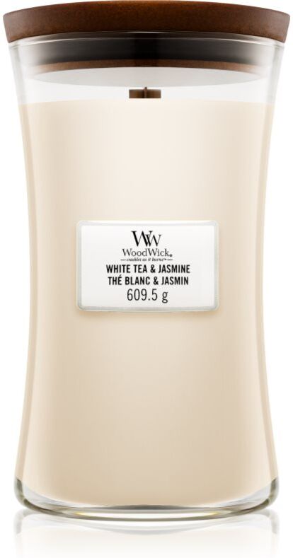 Woodwick White Tea & Jasmine bougie parfumée avec mèche en bois 609.5 g