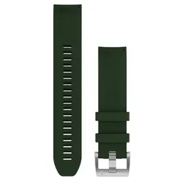  QuickFit 22-Uhrenarmbänder Silikon Dunkelgruen mit Teilen in Titan 
