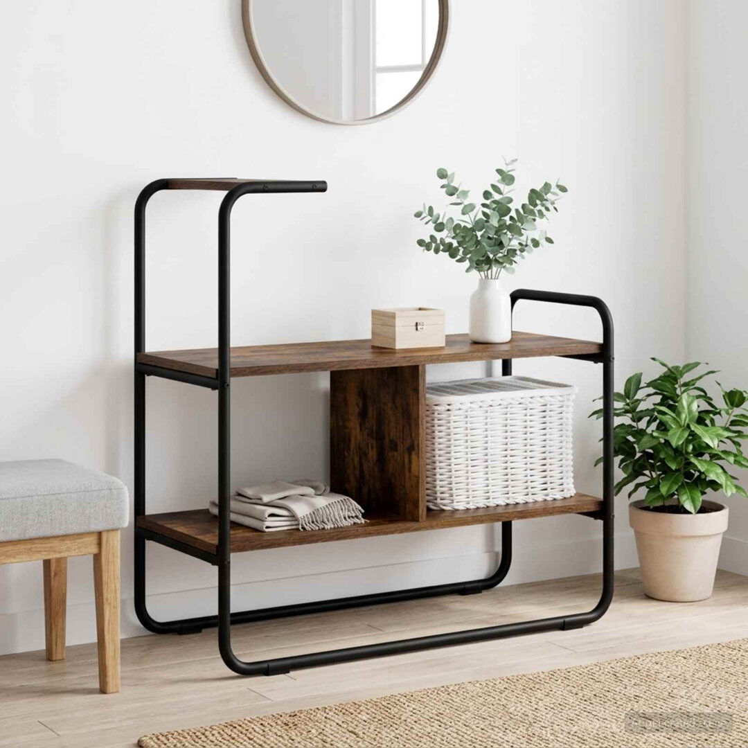 Rio Console Table Smoked Oak / Black/Smoked Oak 75cm H x 80cm W x 35cm D