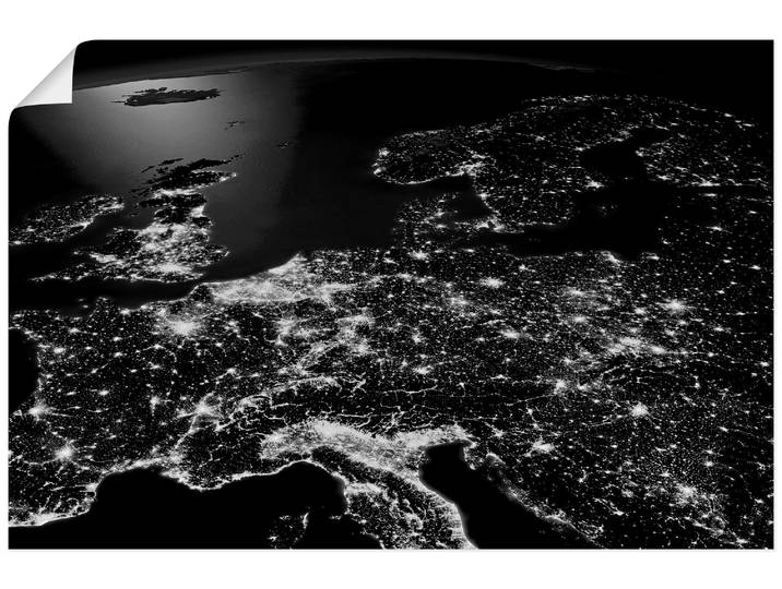 Poster ARTLAND Zentral Europa vom Weltraum II , schwarz (farbe bild(er): schwarz), B:60cm H:40cm, Bilder, Poster, ohne Rahmen