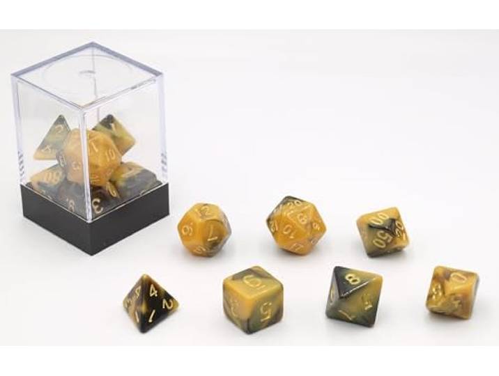 Dobbelstenen Zwart/Geel 7 set Brick