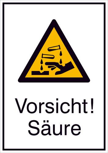 Warn-Kombischild Vorsicht! Säure Aluminium (B x H) 131mm x 185mm ISO 7010 1St.