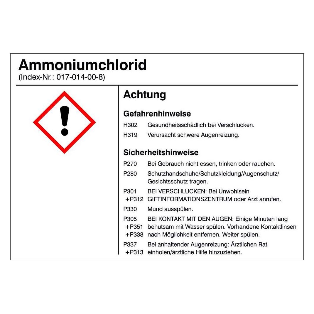SafetyMarking Gefahrstoffetiketten G003 Ammoniumchlorid 10. (21.B1200.03)