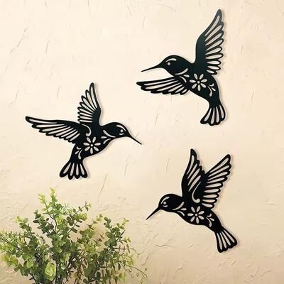 Inspired Living Hummingbird Harmony, 3 Piece Metal Wall Art Sculpture Set Hummingbird Harmony, 3 Piece Metal Wall Art Sculpture Set