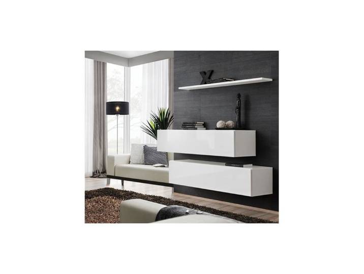 Ensemble meuble TV mural - Switch SB II - 130 cm x 110 cm x 30 cm - Blanc