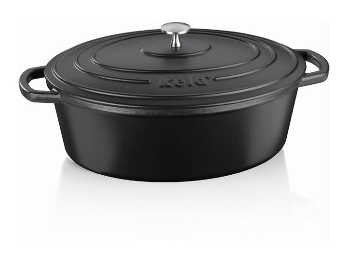 Bräter KELA Bräter oval 33 x , schwarz, B:33cm H:12cm Ø:33cm, Töpfe, Bräter