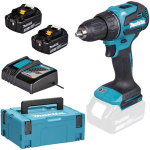 Makita Akku-Bohrschrauber DDF490RFJ, 18V / 3,0 Ah, mit 2 Akkus, Ladegerät und Koffer