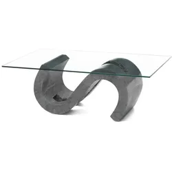 Stones Flexus - Couchtisch (120 x 70 - transparent) aus grauem gehärtetem Glas