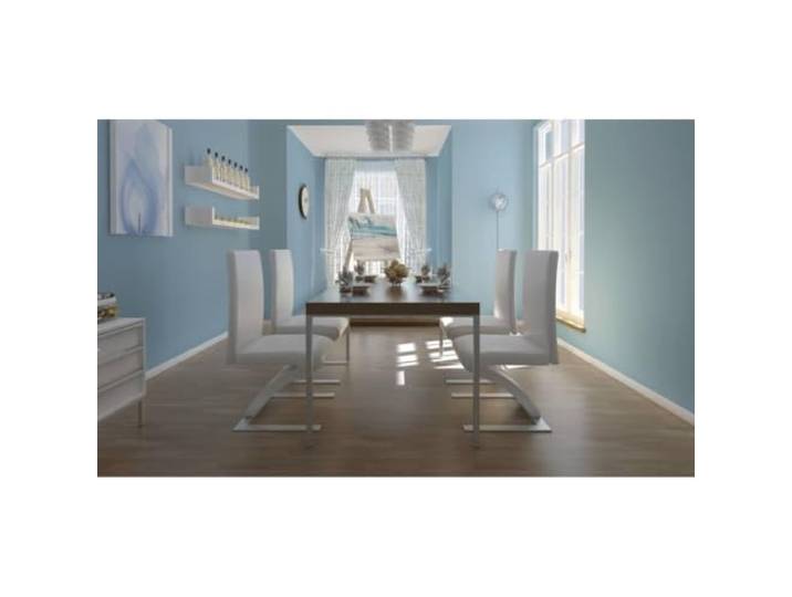 KLGBNCVE Esszimmerstühle 4 STK. Weiß Kunstleder Ergonomische Sitze und Rückenlehnen, Zickzack-Sitzform, robuste Konstruktion, modernes Design
