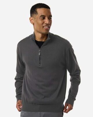 Devon & Jones DG446 Men's New Classics Quarter-Zip Sweater in Graphite Grey size Small   Cotton/Polyester Blend