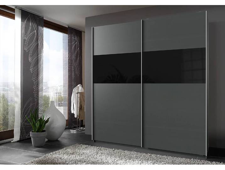 Schwebetürenschrank Bramfeld 1 180cm Grau/Graphit/Schwarz
