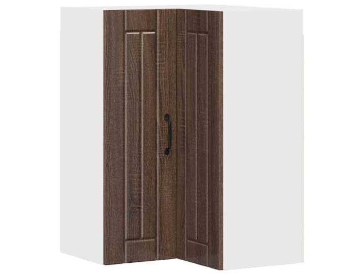 KGHFDVB Wand-Eckschrank Küche 57 x 57 x 80 cm Holzwerkstoff Brauneiche Holzwerkstoff Brauneiche, 2 Türen und 2 Regale, bis 60 kg belastbar, für kleine Küchen und Ecken, Wand