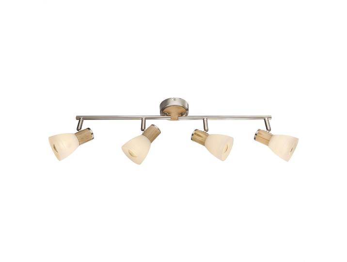 Globo Lighting Strahler Metall Nickel matt, Holz, Glas opal, beweglich, Glas gestreift, LxBxH: 600x90x155mm, exkl. 4x E14 40W 230V