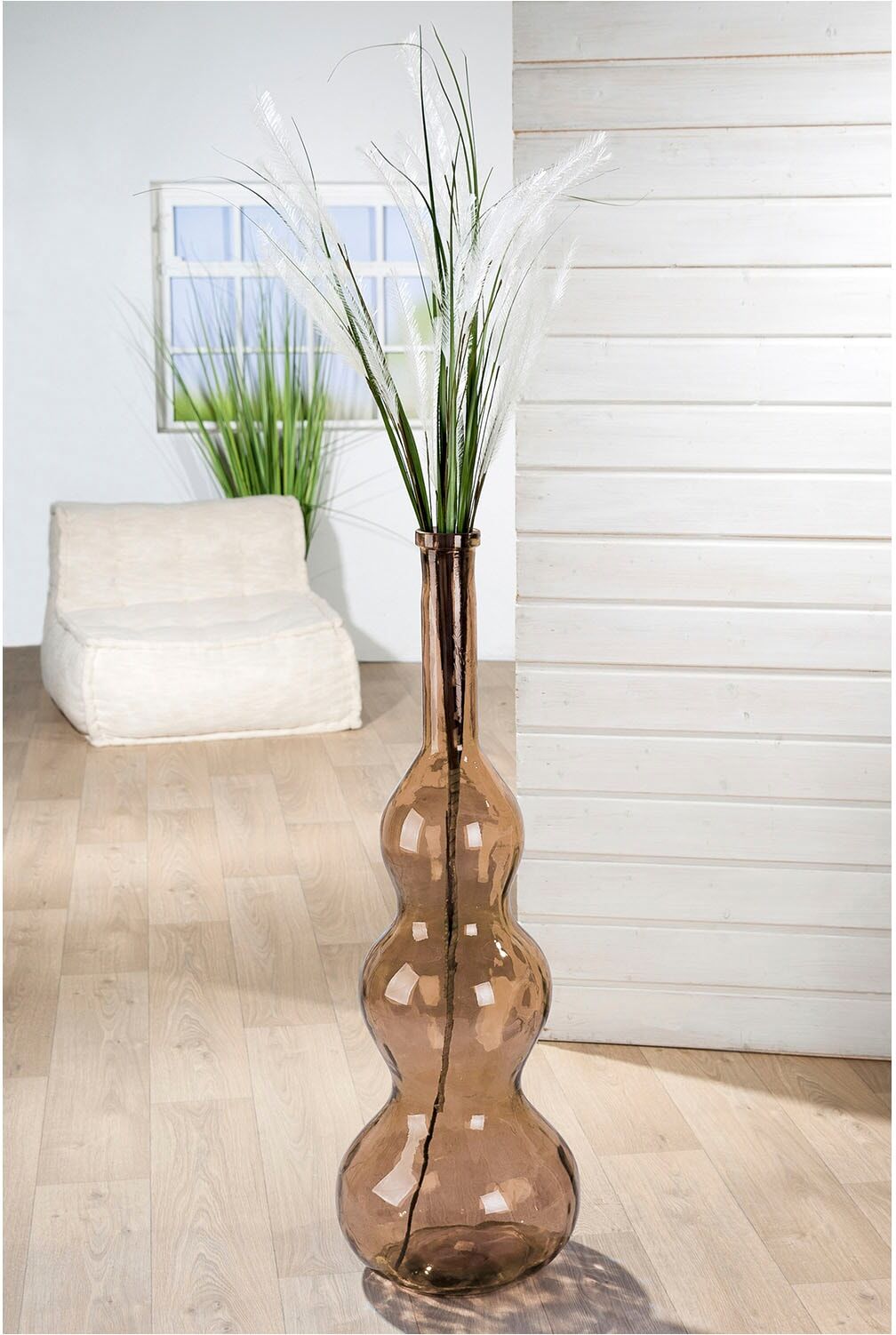 Bodenvase GILDE "Bodenvase bauchig "Balleros" braun", braun, B:33cm H:100cm T:33cm Ø:33cm, Glas, Vasen, Bodenvase braun B/H/T: 33cm x 100cm x 33cm Ø 33cm