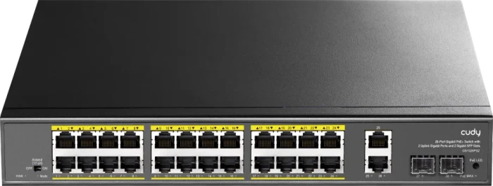 CUDY 24-Port Gigabit PoE+ Switch with 2 GbE and 2 Gigabit SFP