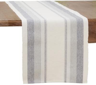 "Saro Lifestyle Table Runner With Ribbed Stripe Design - 14""x72"""