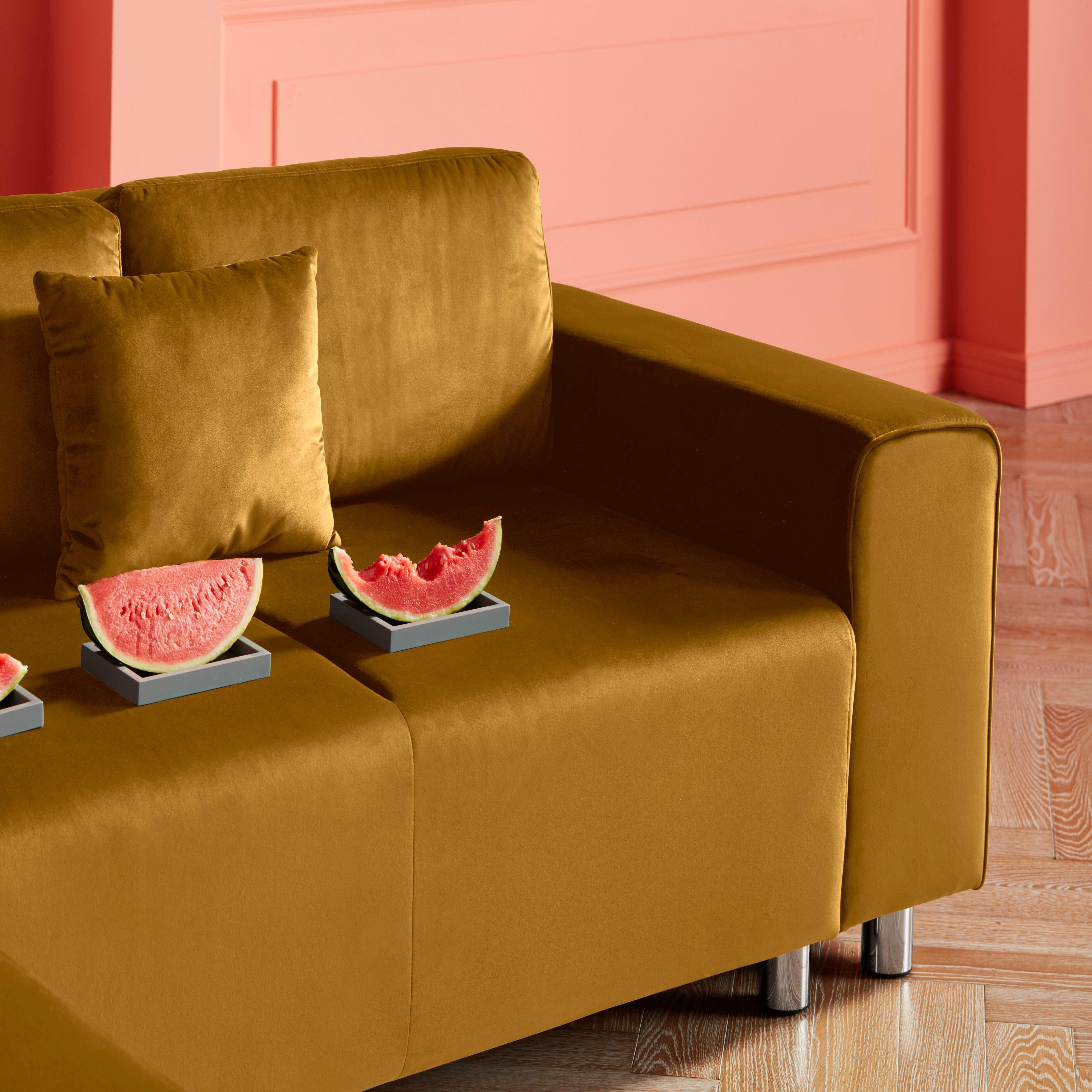 Ecksofa HOME AFFAIRE "Györ", gold (goldfarben), B:235cm H:88cm T:160cm, Microfaser (100% Polyester);Luxus-Microfaser Lederoptik (100% Polyester);Struktur (100% Polyester);Samtoptik (100% Polyester);Struktur weich (100% Polyester), Sofas, Ecksofa, L-Form, 
