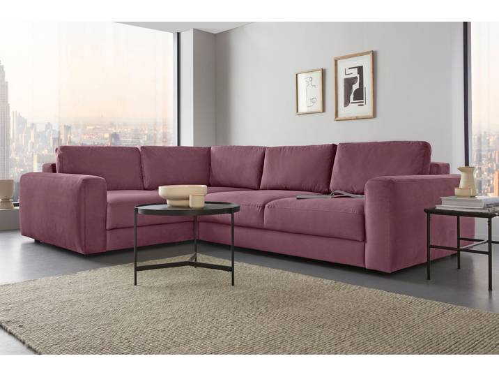Ecksofa HOME AFFAIRE Bloomfield, Mega Polsterecke, Breite 289cm, viel Platz, L-Form , rosa (altrosa), B:209cm H:84cm T:289cm, 100% Polyester, Sofas, Ecksofa, In verschiedenen Grössen