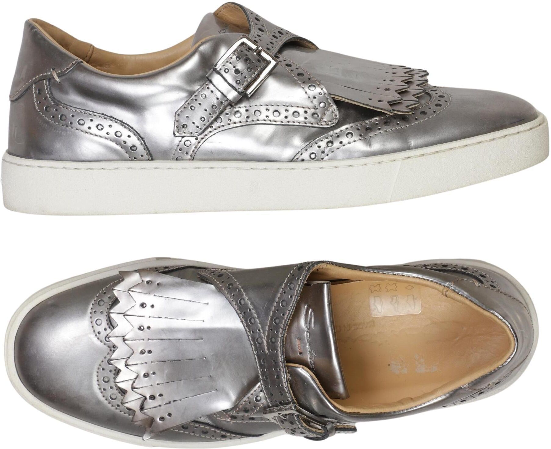 Santoni Damen Sneaker, Silber, Gr. EU 37, Leder - Second Hand