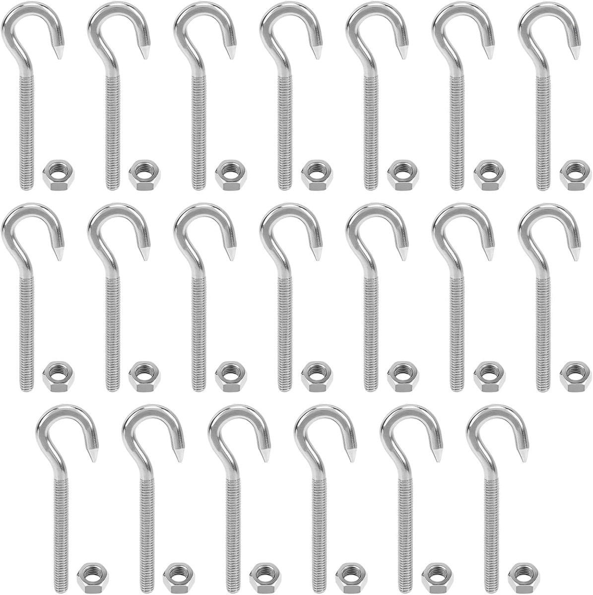 Schroefhaken Roestvrij Staal Set - 20 Stuks M6 - Zilver