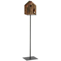 Vogelhaus aus Holz auf Ständer Höhe 115 cm einfacher First