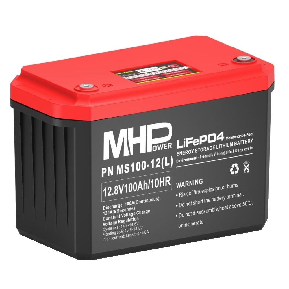 Carspa MHPower MS100-12(L) Lithiumbatterij, LiFePO4, 12V/10Ah