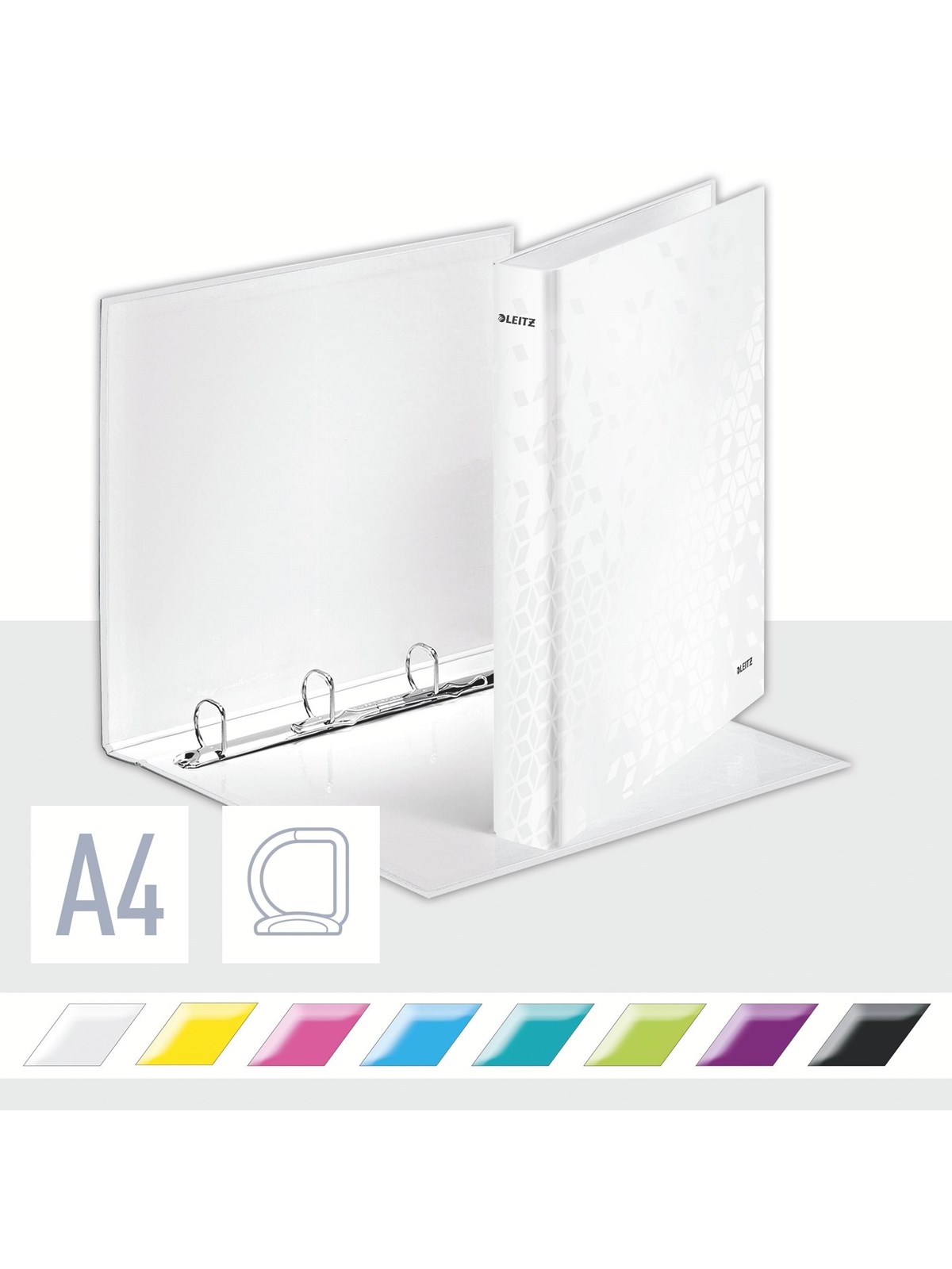 Leitz Ringbinder WOW Laminated A4+ 4DR/25mm White
